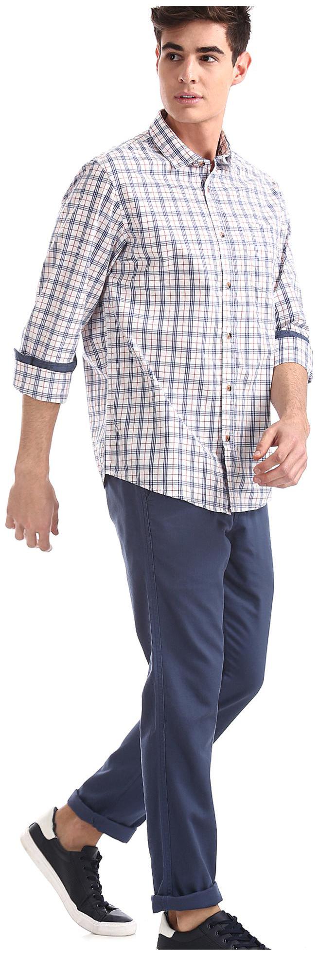 

RUGGERS Men Blue Solid Slim fit Regular trousers