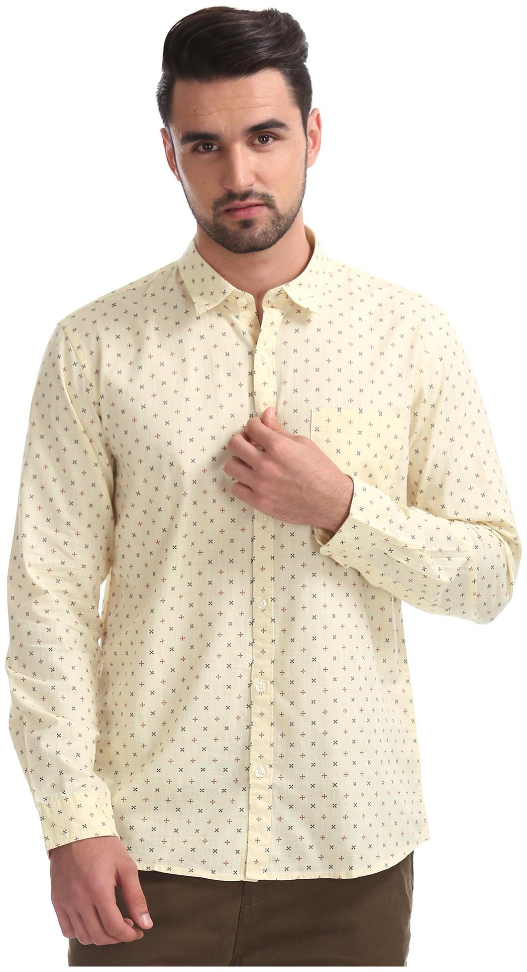 

RUGGERS Men Yellow Printed Regular Fit Casual Shirt