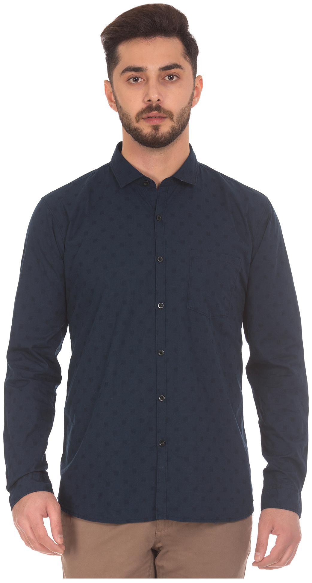 

RUGGERS Men Blue Weaved Regular Fit Casual Shirt