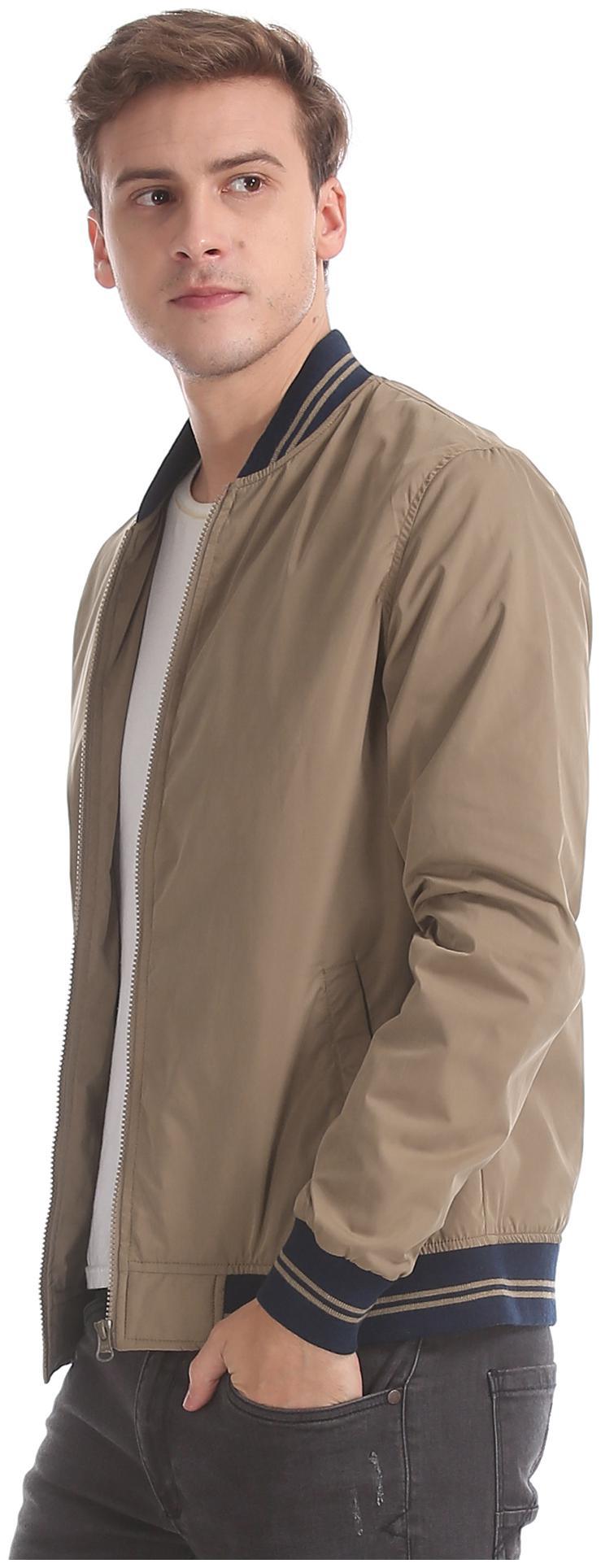

RUGGERS Men Brown Solid Bomber jacket