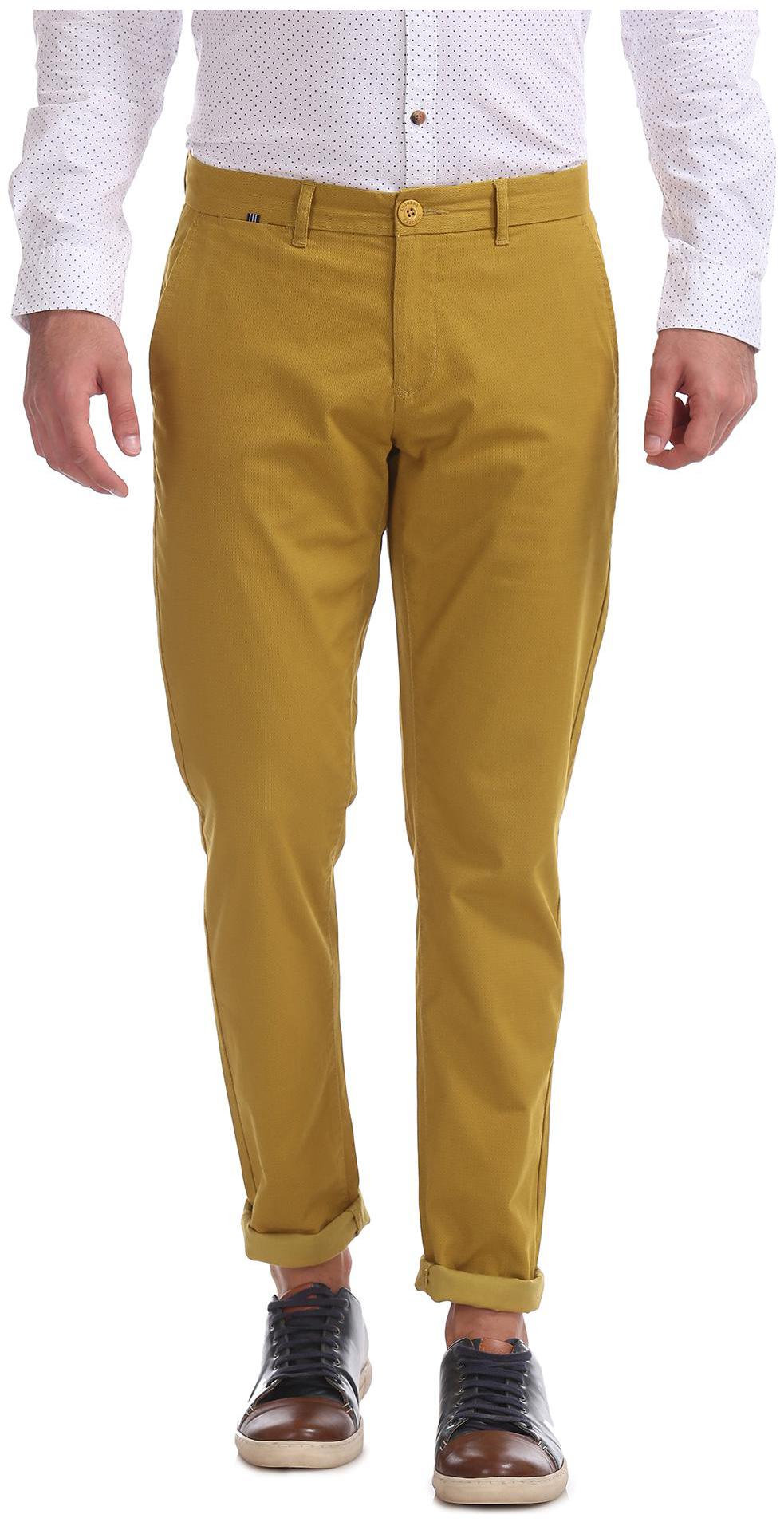 

RUGGERS Men Yellow Printed Regular fit Regular trousers