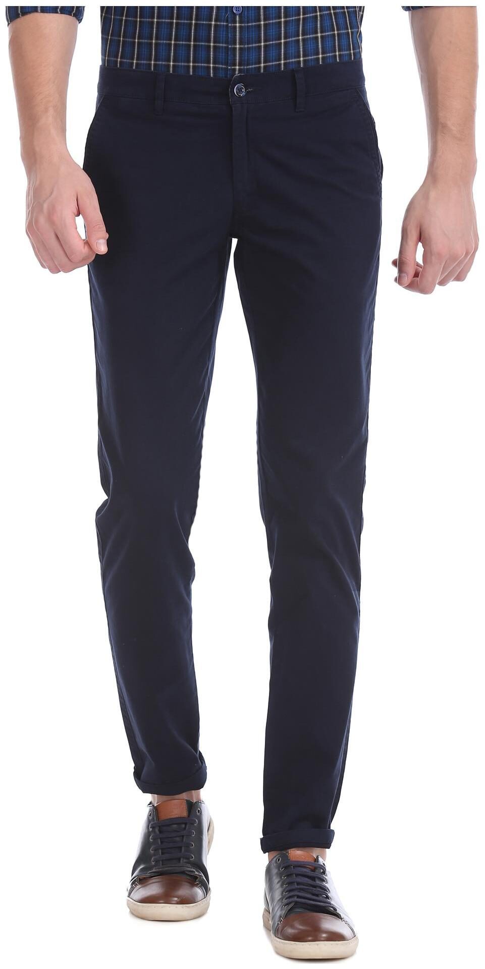 

RUGGERS Men Blue Solid Slim fit Regular trousers