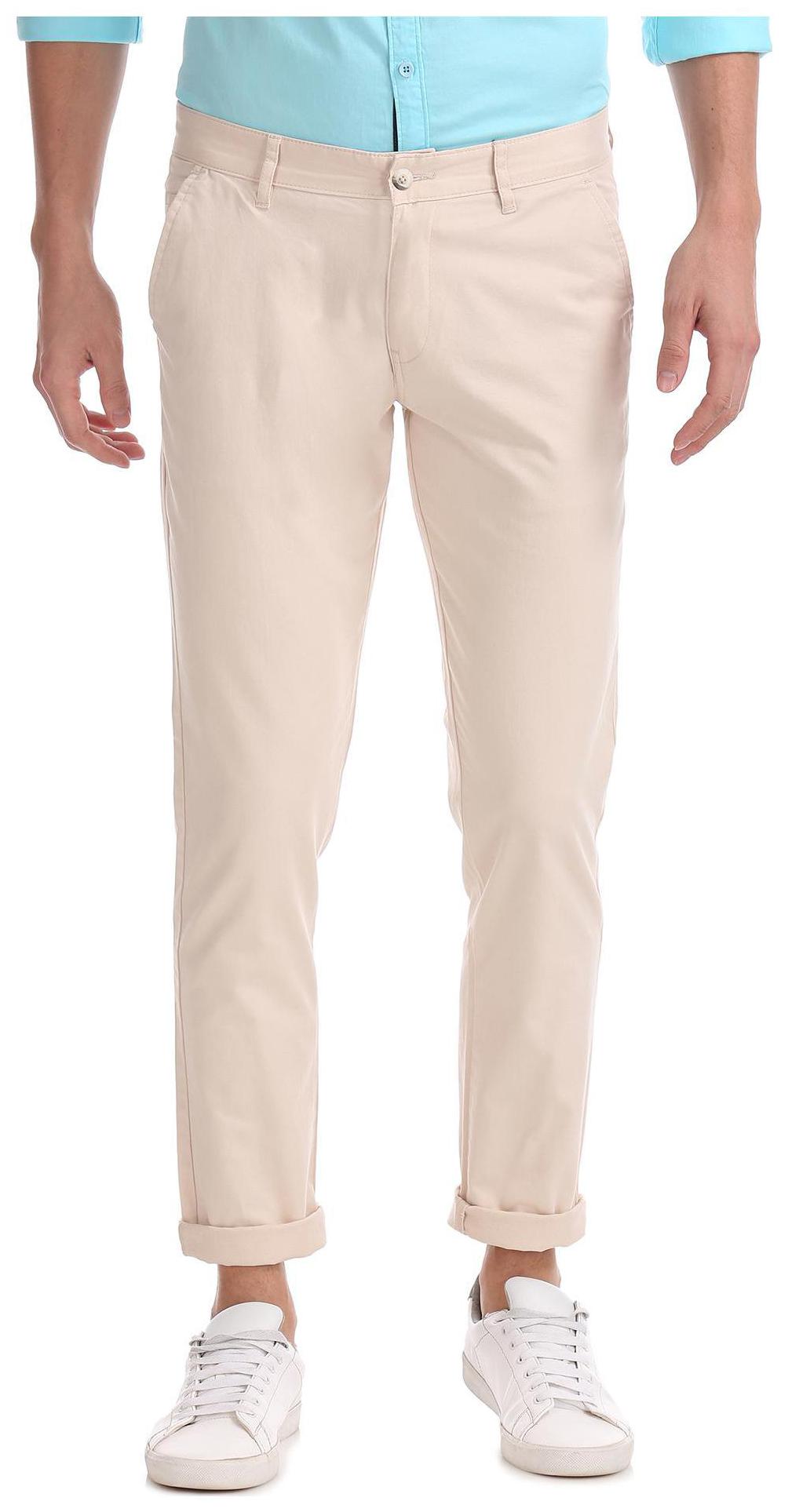 

RUGGERS Men Beige Solid Slim fit Regular trousers