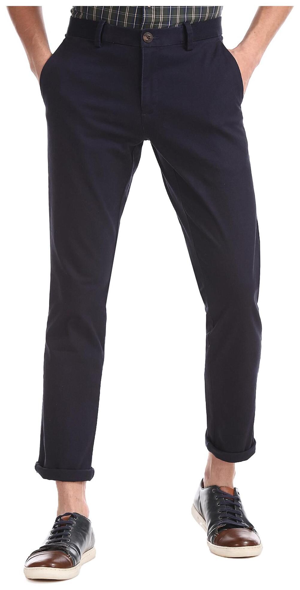 

RUGGERS Men Blue Solid Tapered fit Regular trousers