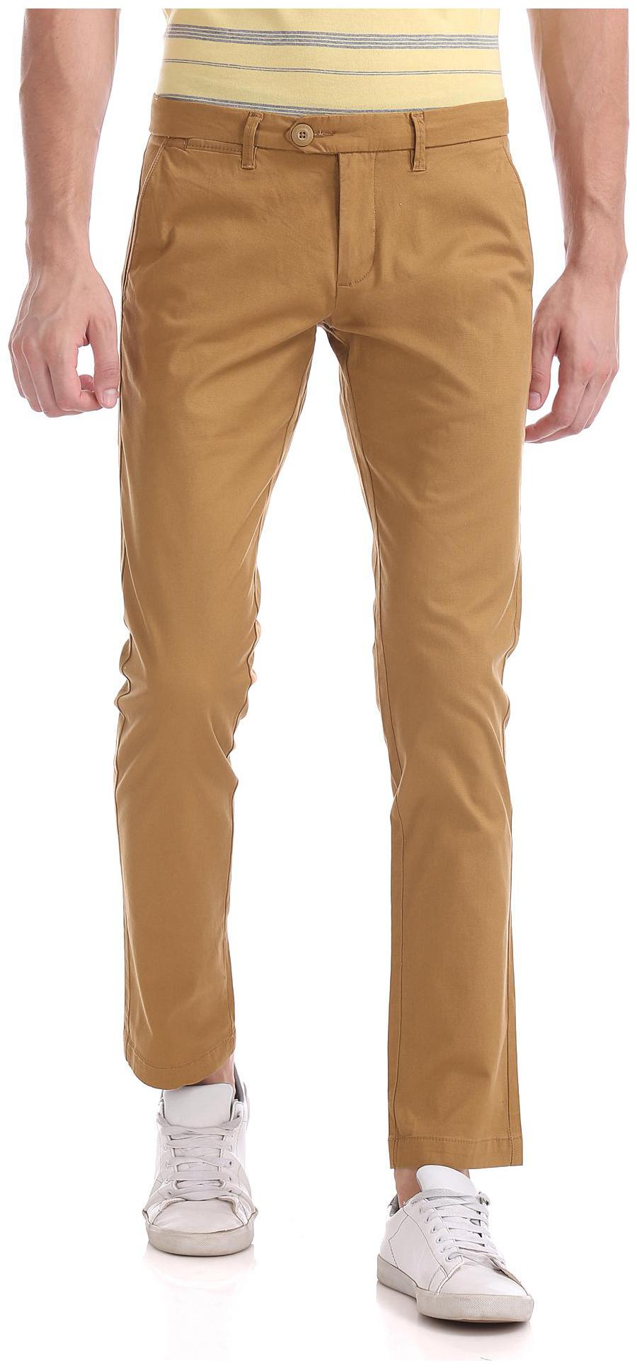 

RUGGERS Men Brown Solid Tapered fit Regular trousers