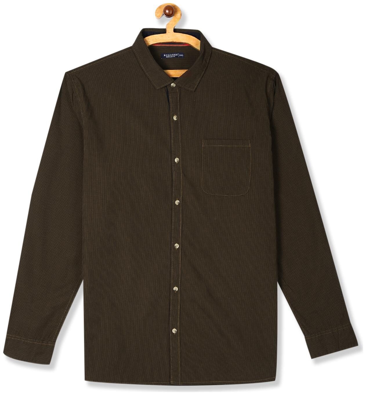 

RUGGERS Men Green Checked Regular Fit Casual Shirt