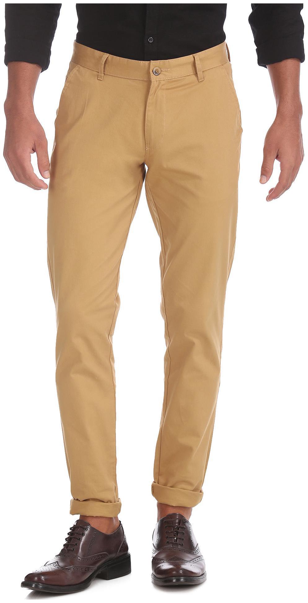 

RUGGERS Men Beige Solid Slim fit Regular trousers