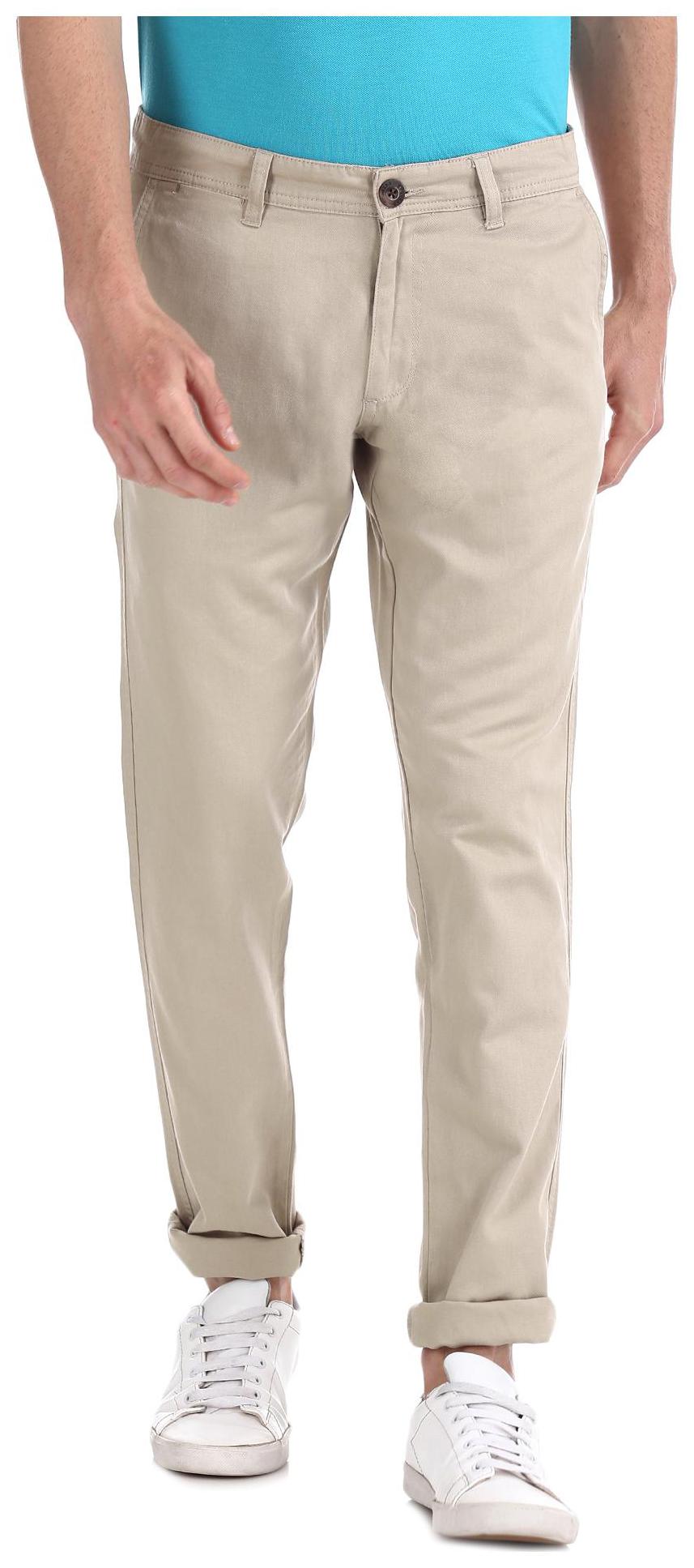 

RUGGERS Men Beige Solid Slim fit Regular trousers