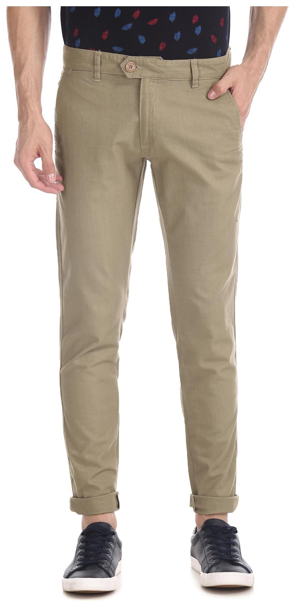 

RUGGERS Men Brown Solid Slim fit Regular trousers