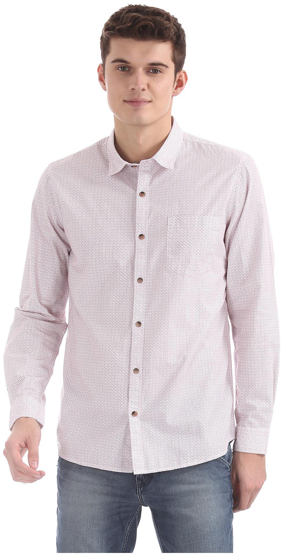 

RUGGERS Men White Polka Dots Regular Fit Casual Shirt