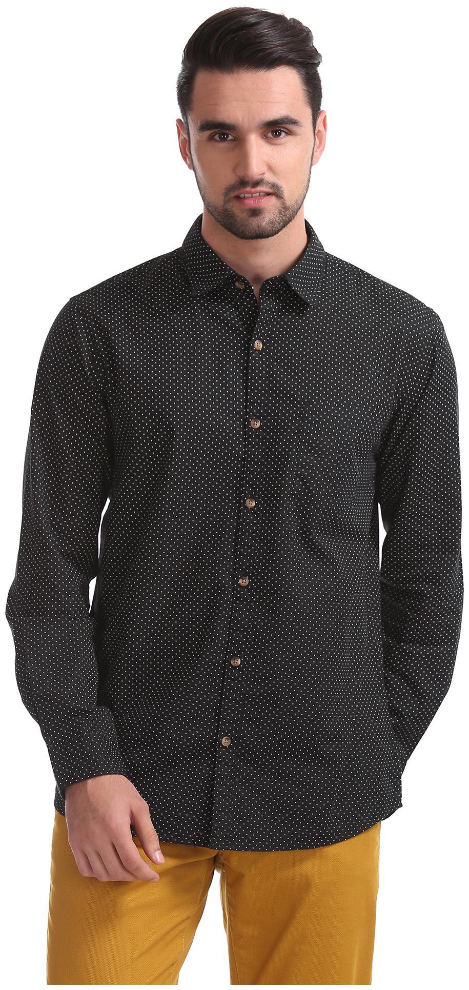 

RUGGERS Men Black Printed Regular Fit Casual Shirt