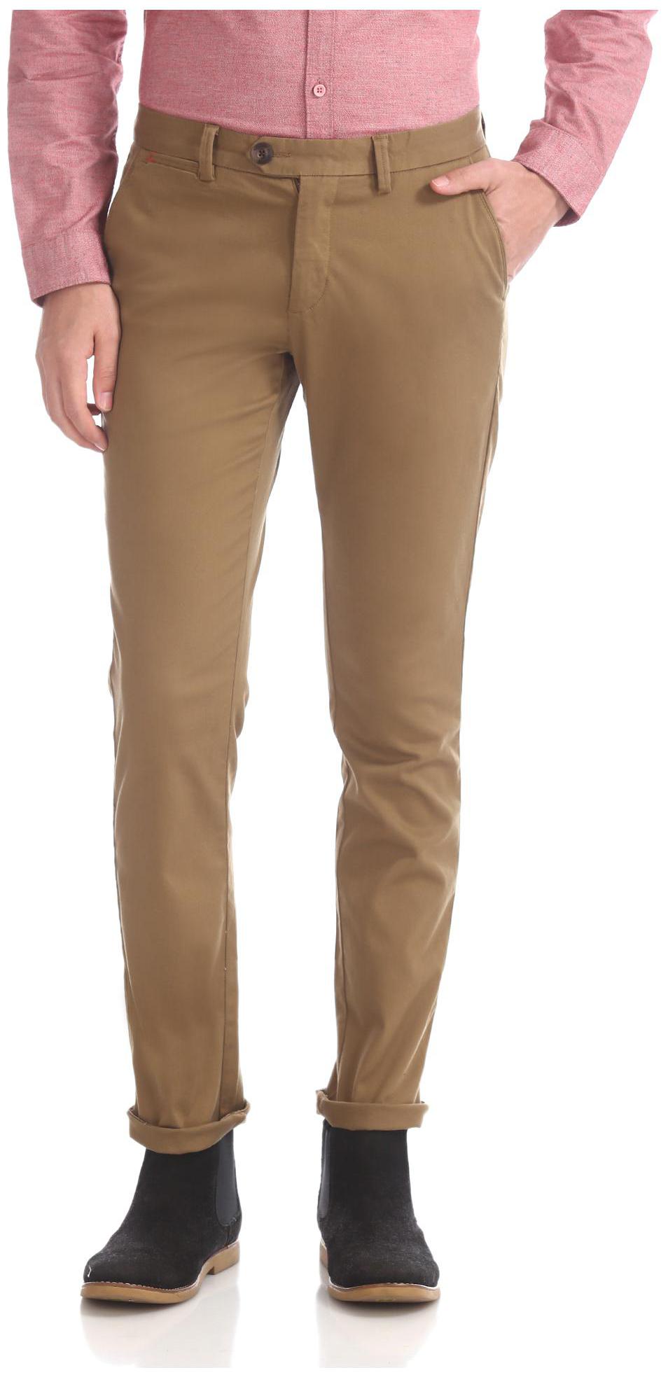 

RUGGERS Men Textured Tapered Fit Formal Trouser - Brown