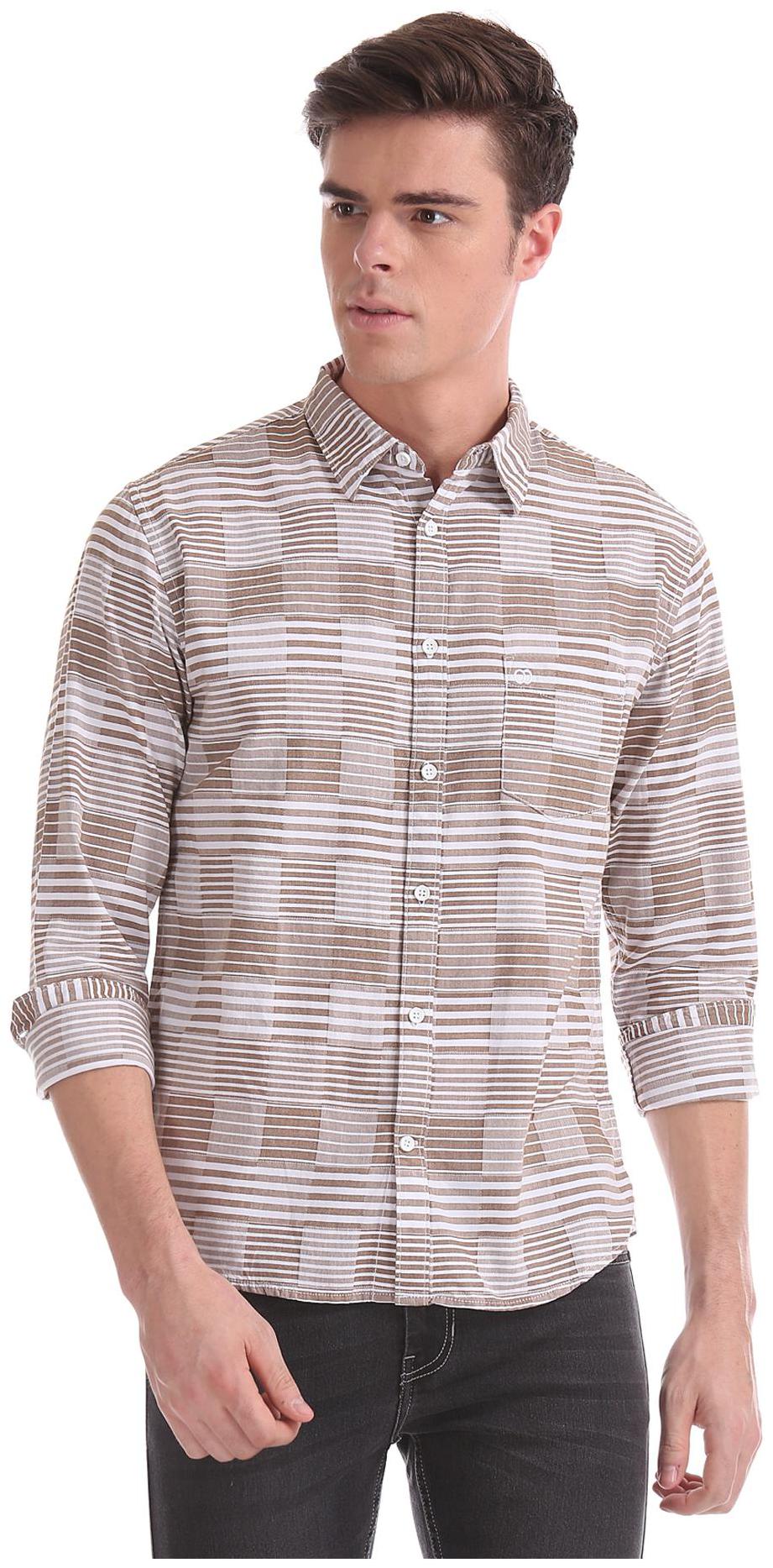 

RUGGERS Men Brown Checked Regular Fit Casual Shirt