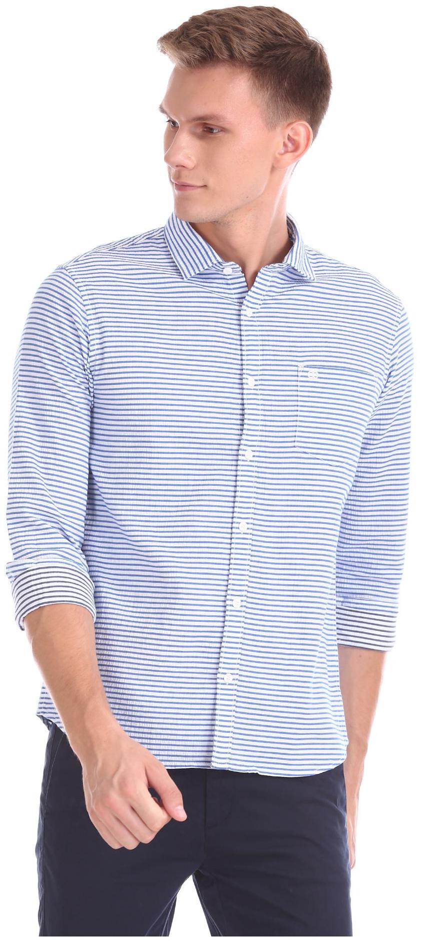 

RUGGERS Men Blue Checked Regular Fit Casual Shirt