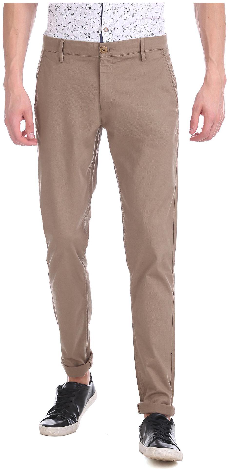 

RUGGERS Men Brown Solid Slim fit Regular trousers
