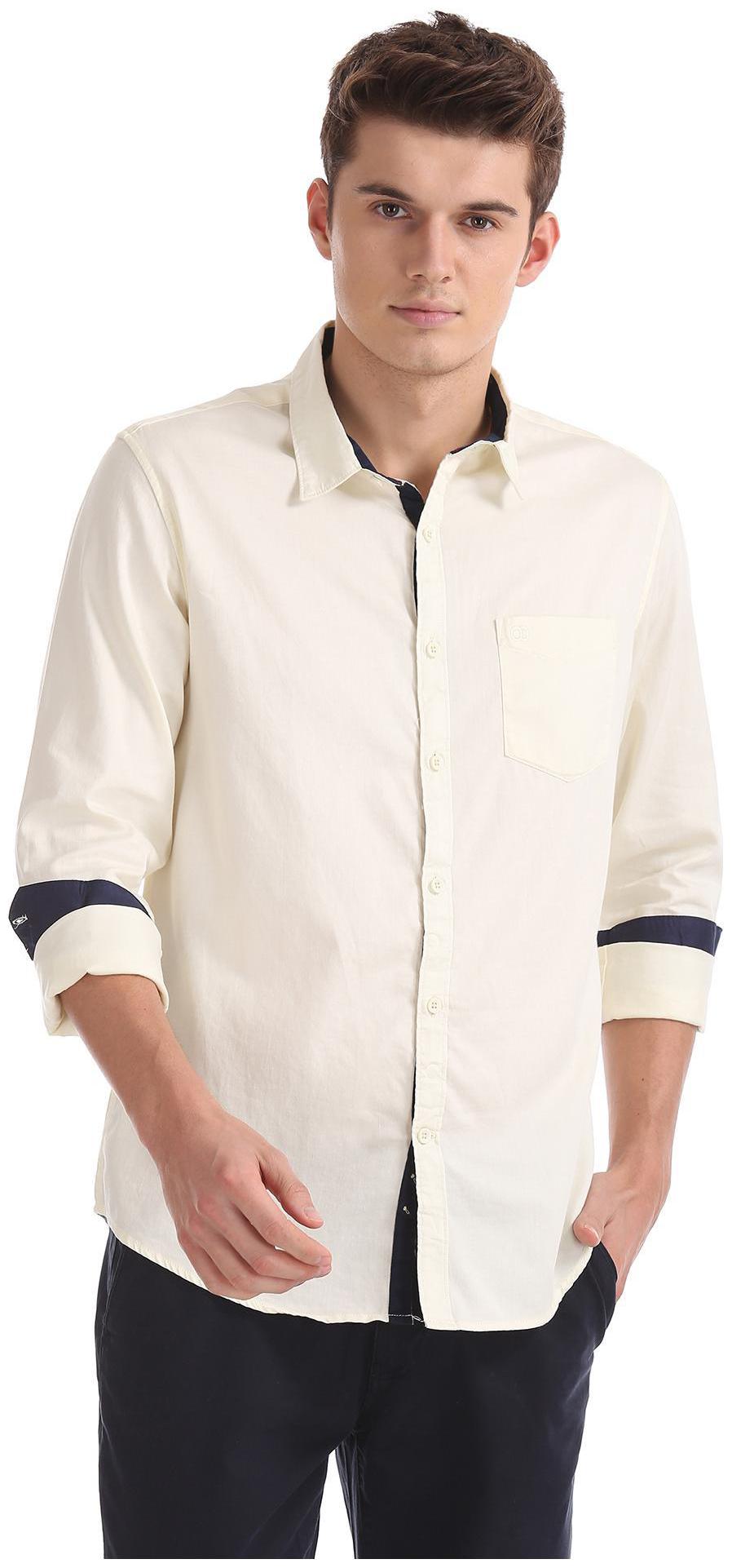 

RUGGERS Men Yellow Solid Regular Fit Casual Shirt