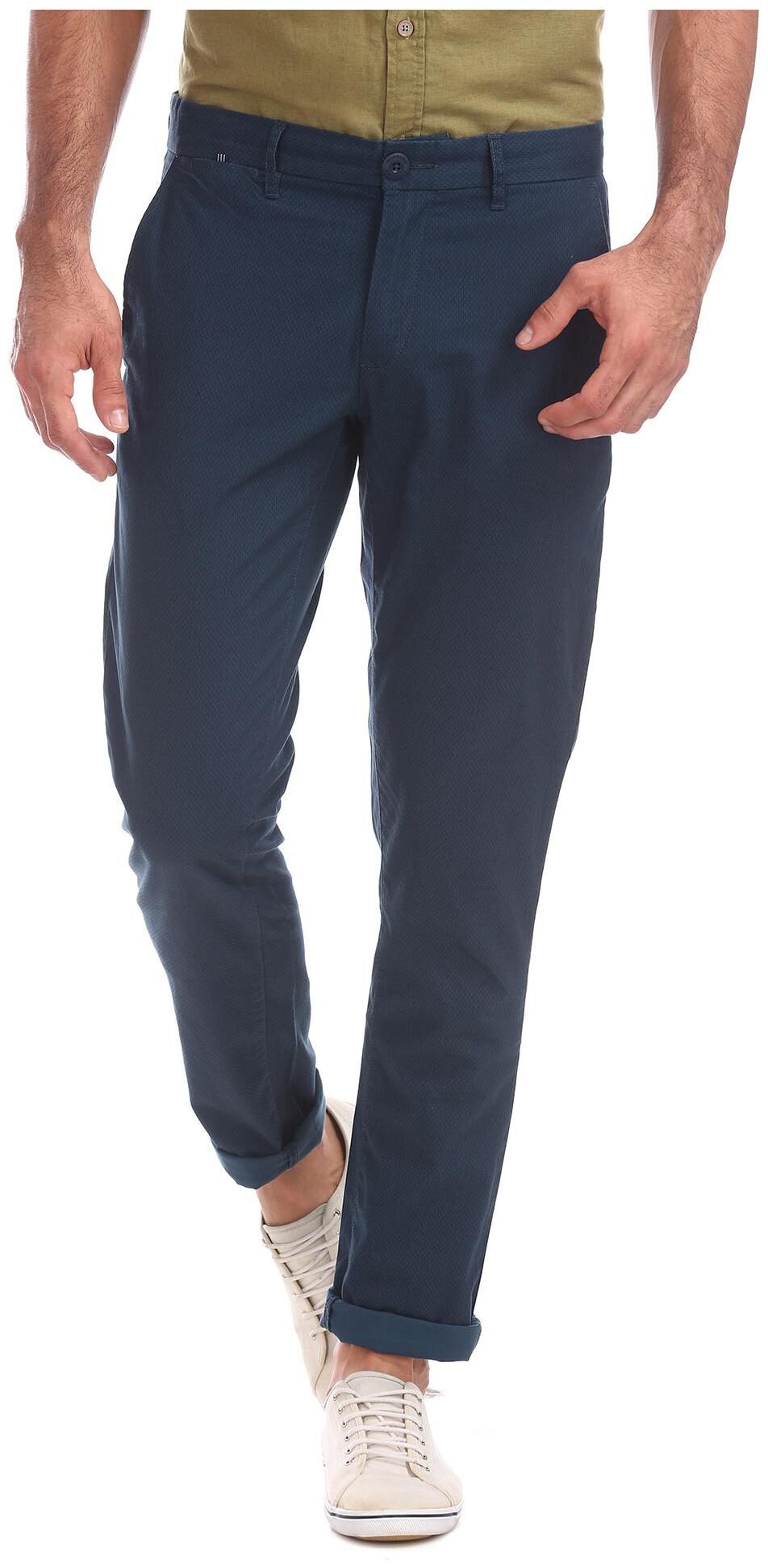 

RUGGERS Men Blue Printed Slim fit Regular trousers
