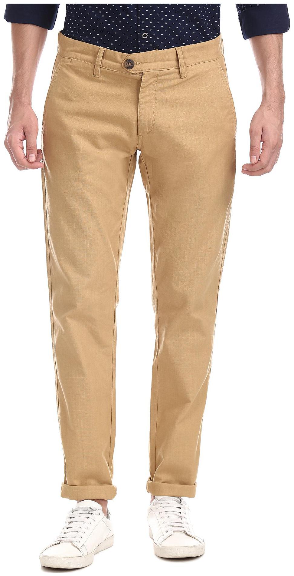 

RUGGERS Men Brown Solid Slim fit Regular trousers