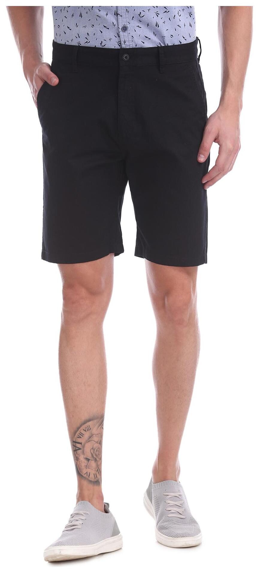 

RUGGERS Men Black Slim Fit Regular Shorts