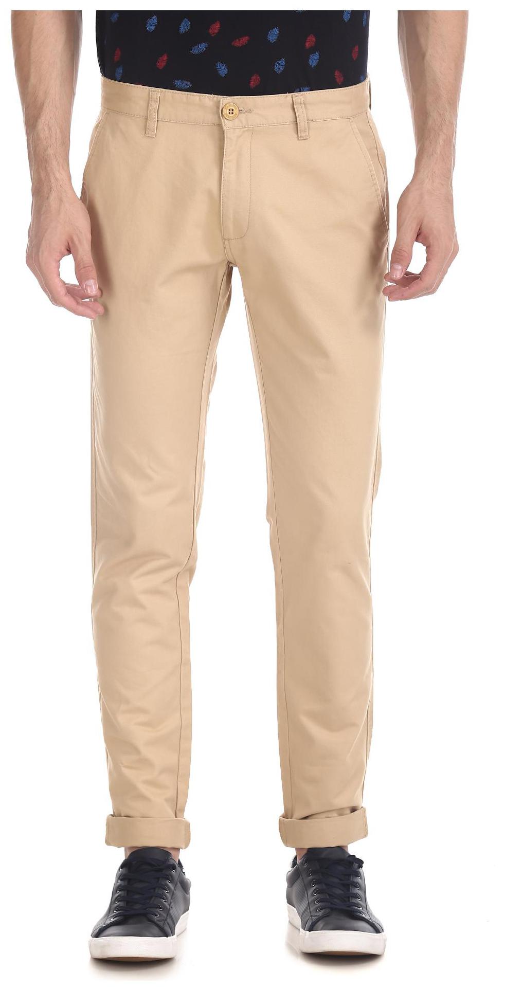 

RUGGERS Men Beige Solid Slim fit Regular trousers