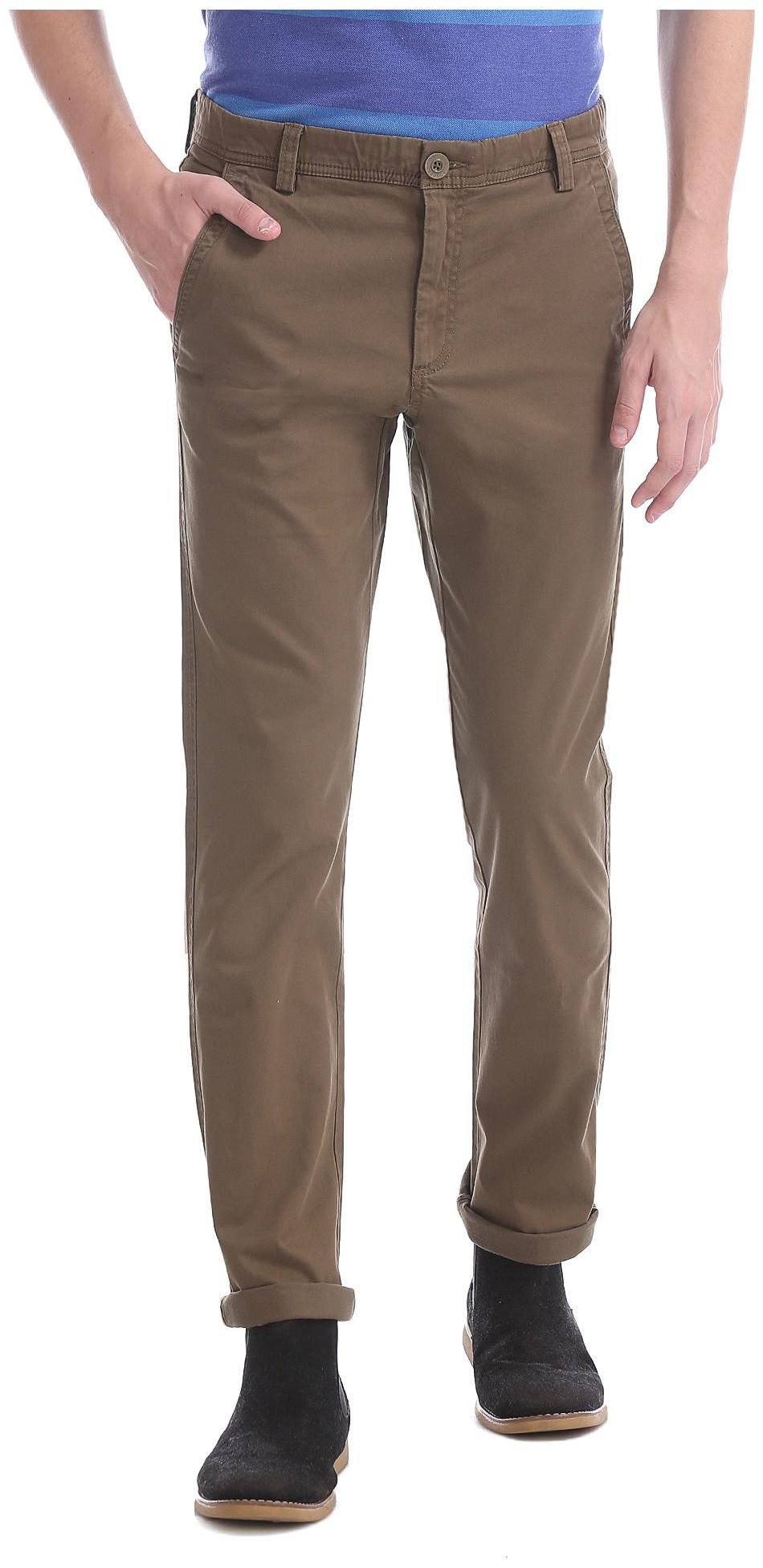 

RUGGERS Men Brown Solid Slim fit Regular trousers