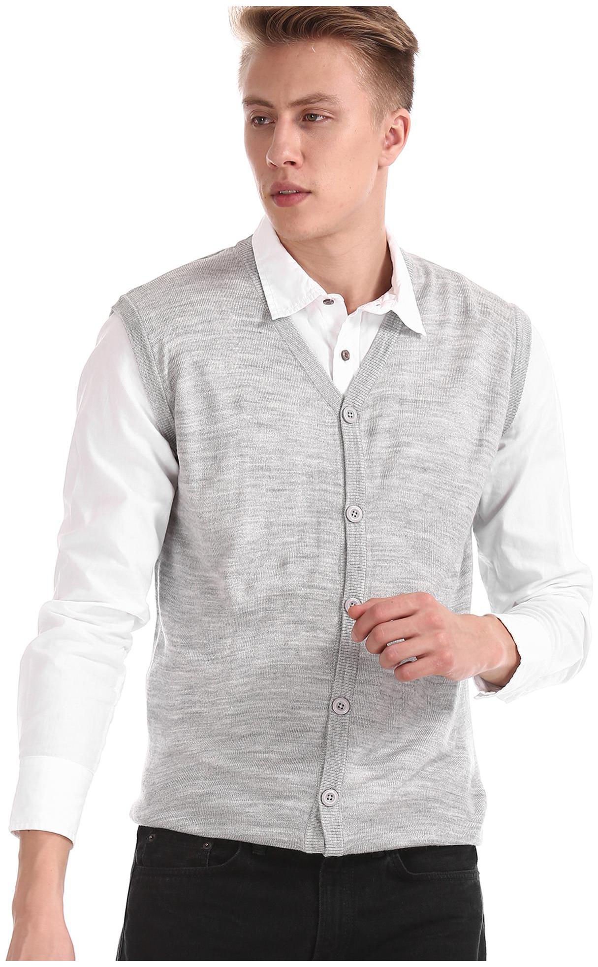 

RUGGERS Men Grey V neck Cardigan