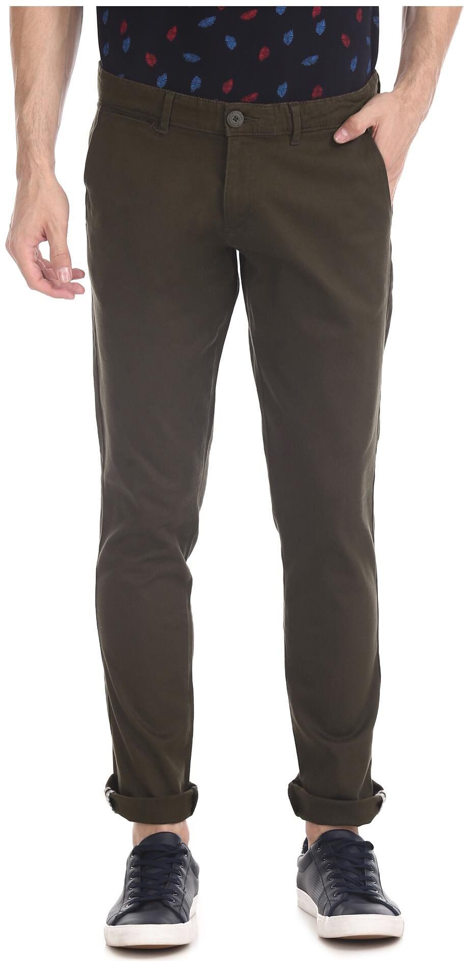 

RUGGERS Men Brown Solid Tapered fit Regular trousers