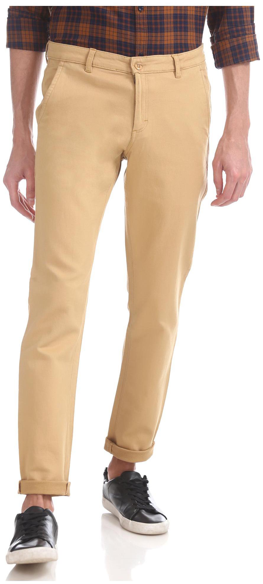 

RUGGERS Men Beige Textured Slim fit Regular trousers