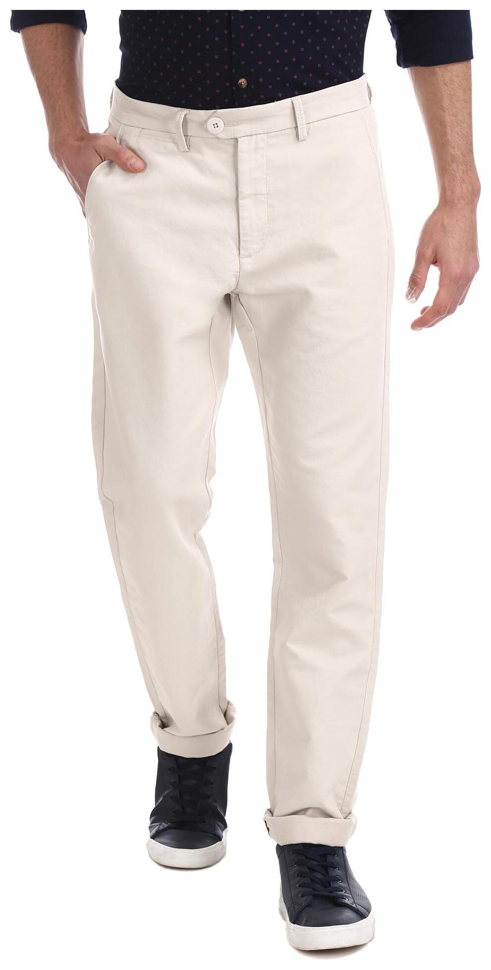 

RUGGERS Men Beige Solid Slim fit Regular trousers