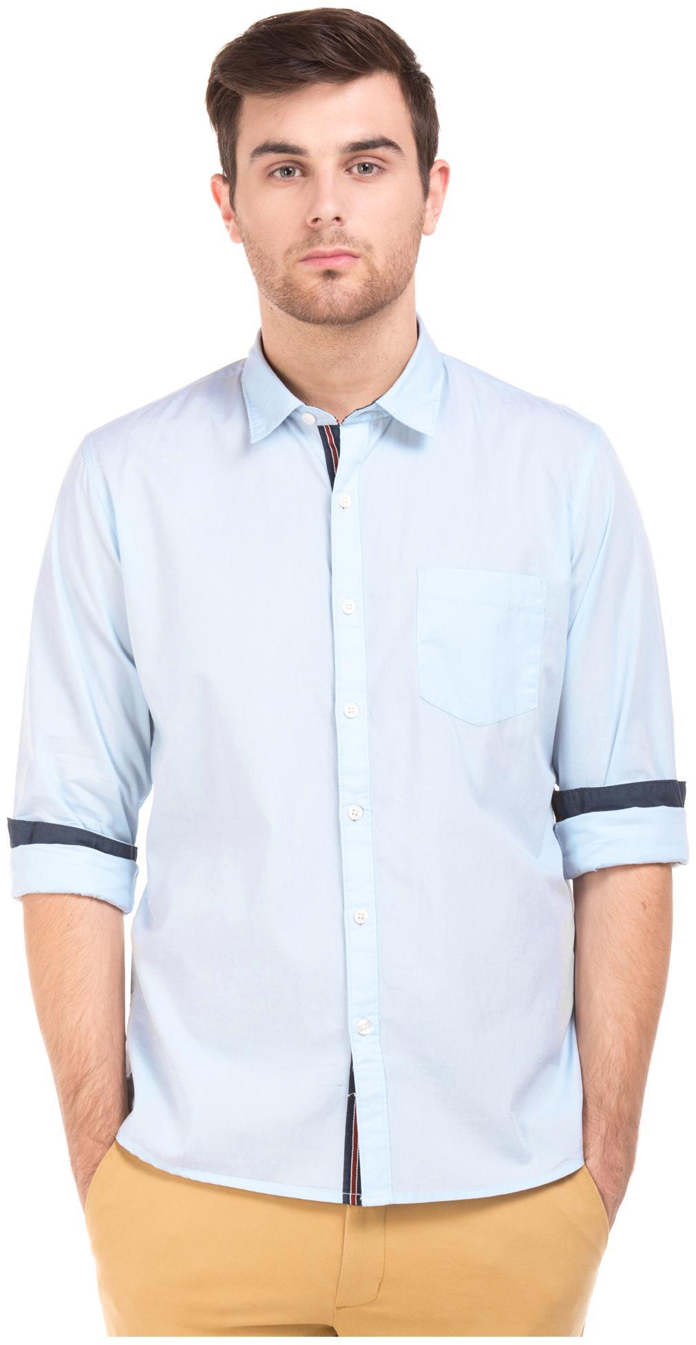 

RUGGERS Men Blue Solid Regular Fit Casual Shirt