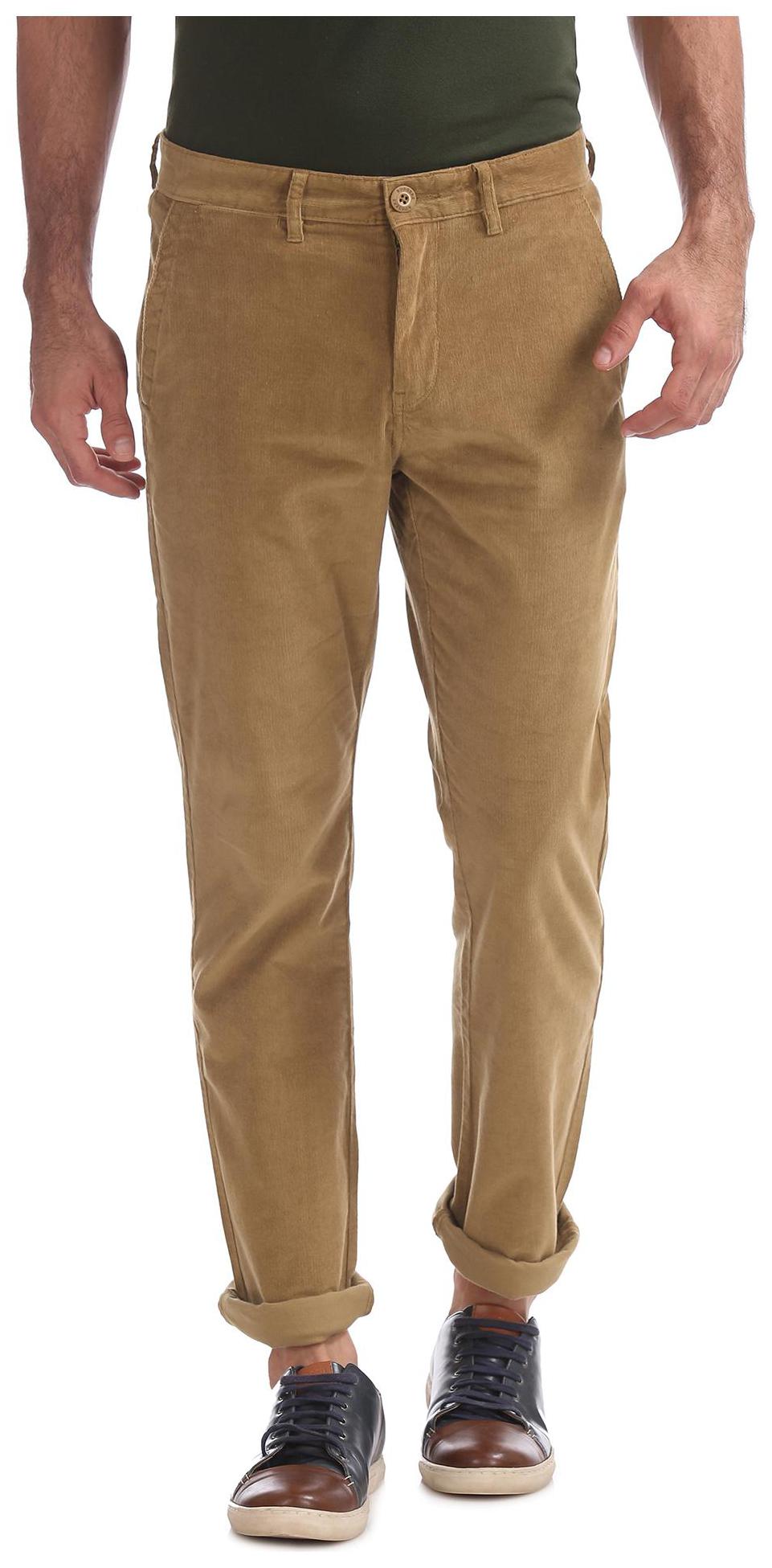 

RUGGERS Men Brown Solid Slim fit Regular trousers