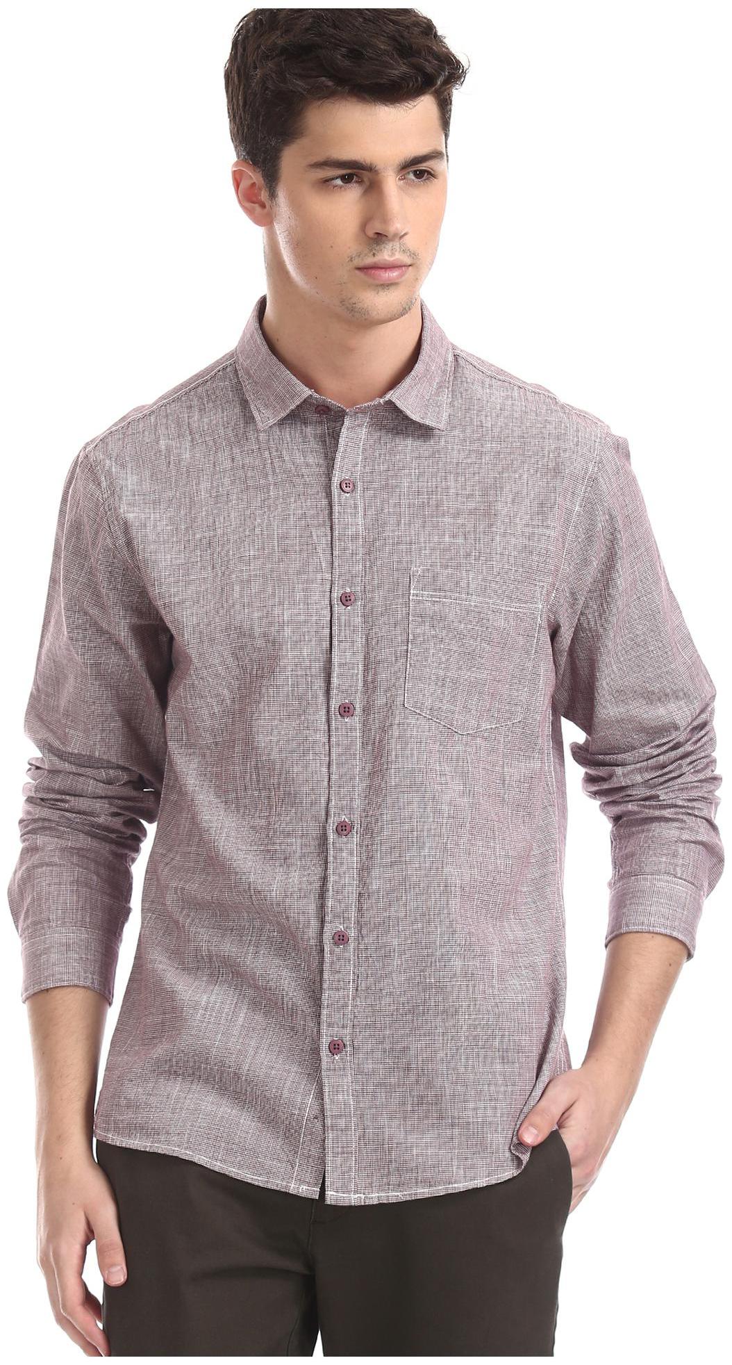 

RUGGERS Men Red Weaved Regular Fit Casual Shirt