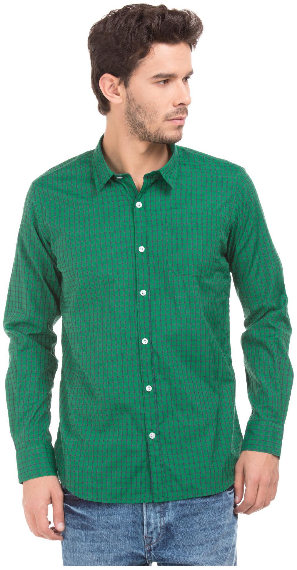 

RUGGERS Men Green Checked Slim Fit Casual Shirt