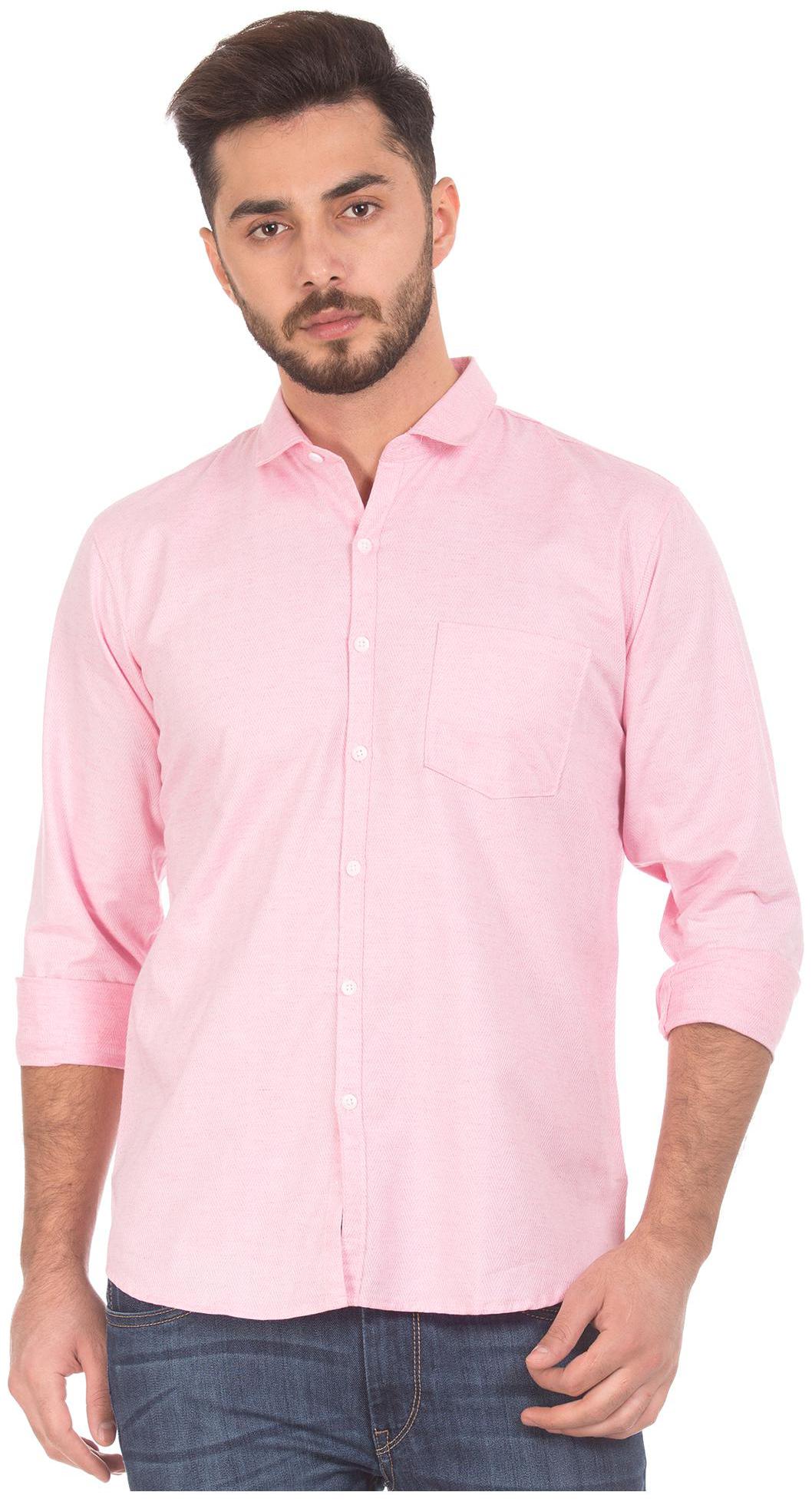 

RUGGERS Men Pink Weaved Regular Fit Casual Shirt