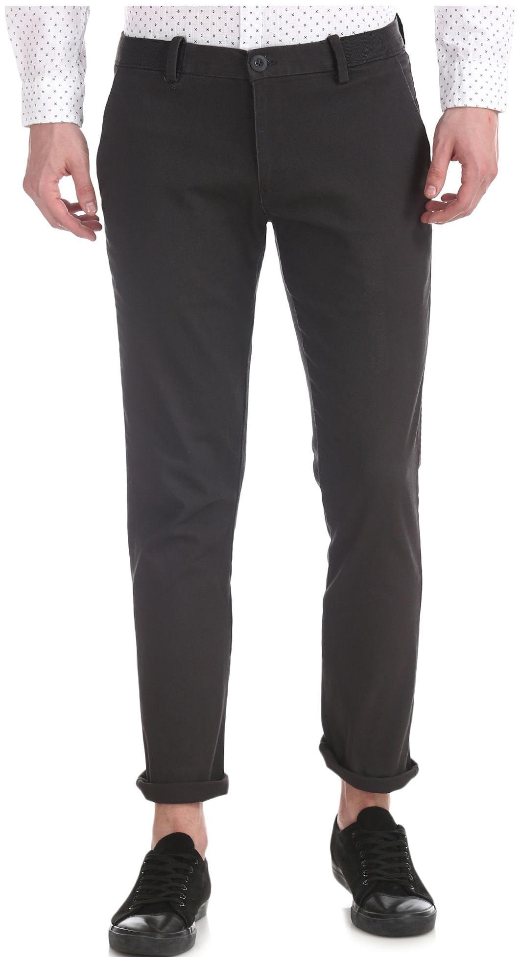 

RUGGERS Men Grey Solid Tapered fit Regular trousers