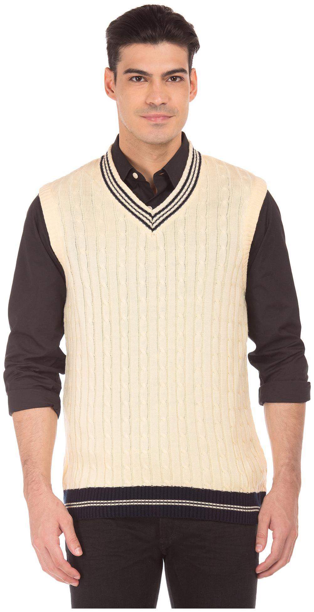 

RUGGERS Men Beige V neck Pullover