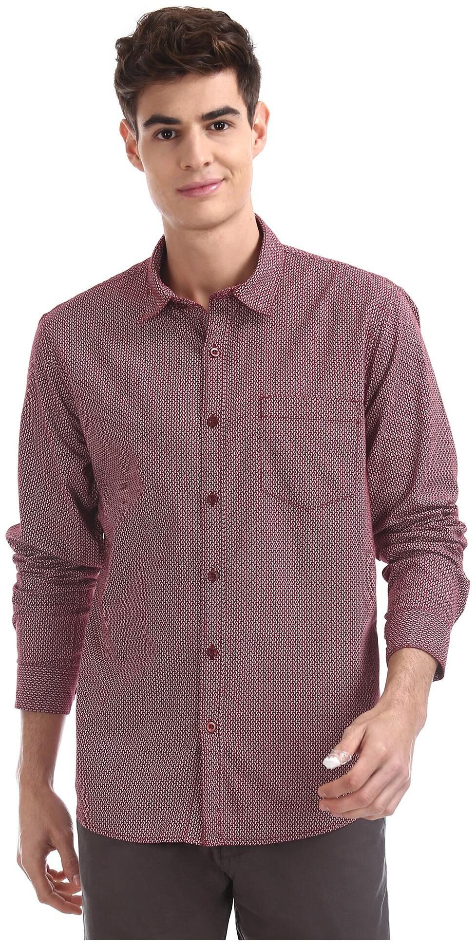 

RUGGERS Men Red Printed Regular Fit Casual Shirt