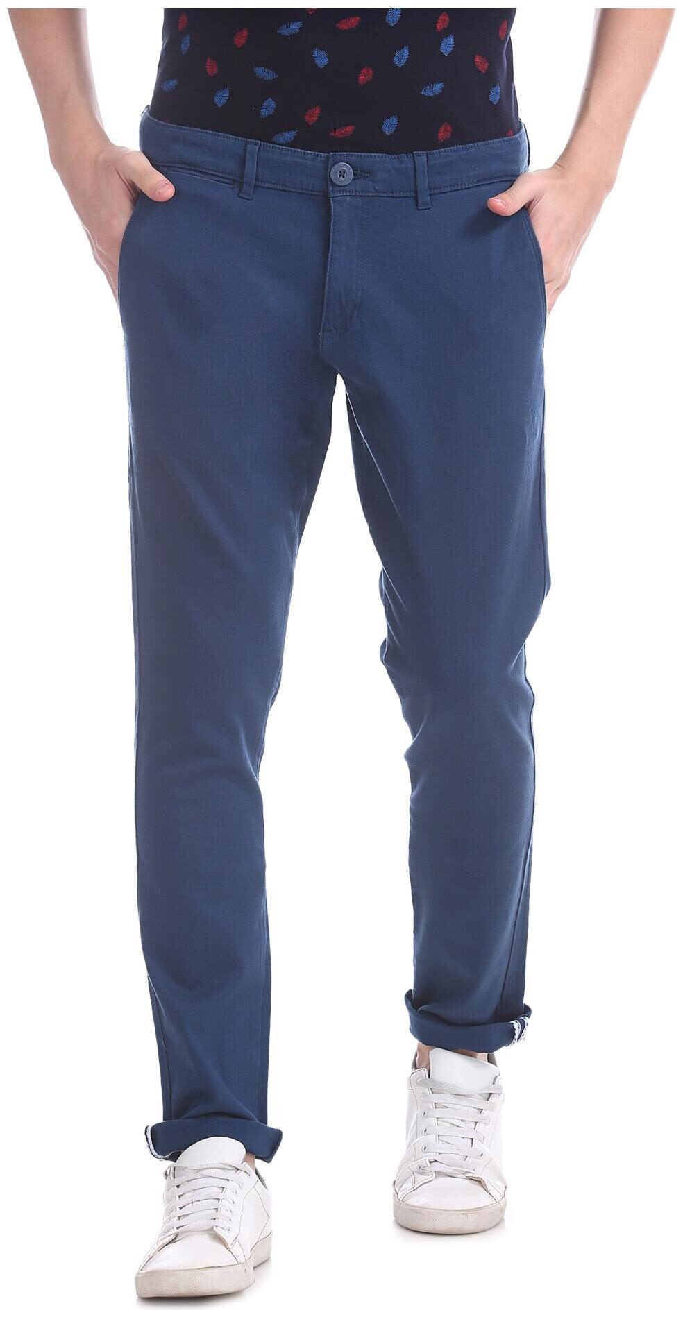 

RUGGERS Men Blue Solid Tapered fit Regular trousers