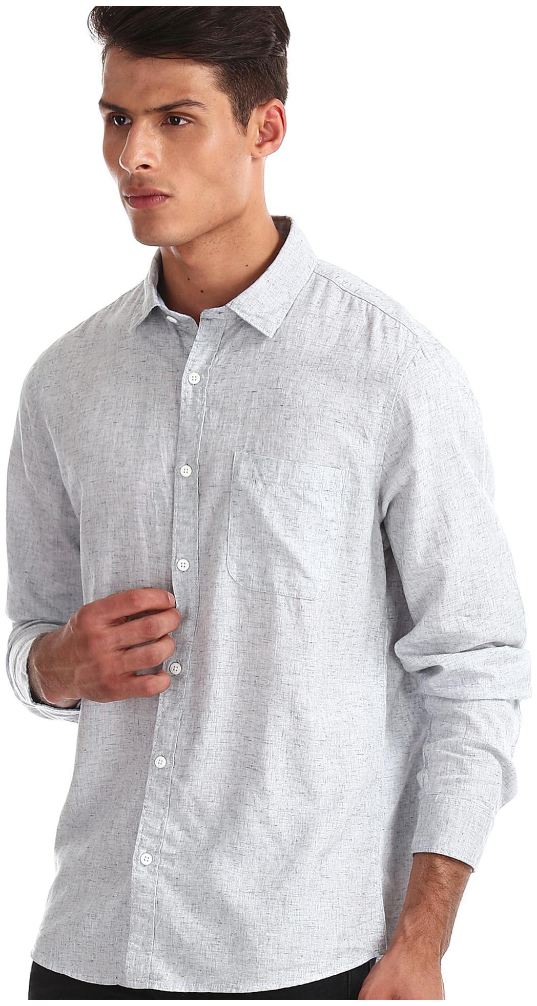 

RUGGERS Men Grey Solid Regular Fit Casual Shirt