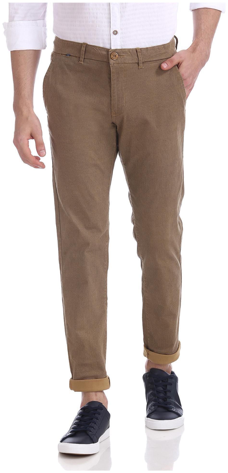 

RUGGERS Men Brown Printed Slim fit Regular trousers