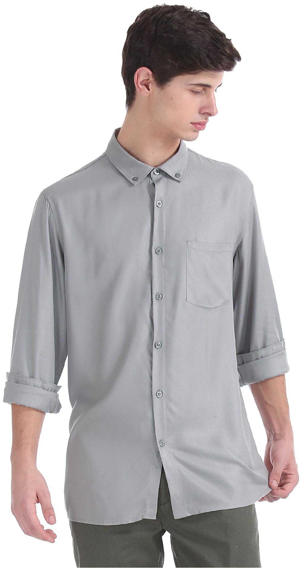 

RUGGERS Men Grey Solid Regular Fit Casual Shirt