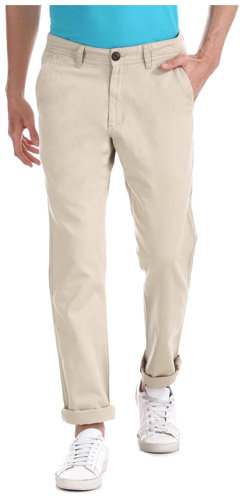 

RUGGERS Men Beige Solid Slim fit Regular trousers