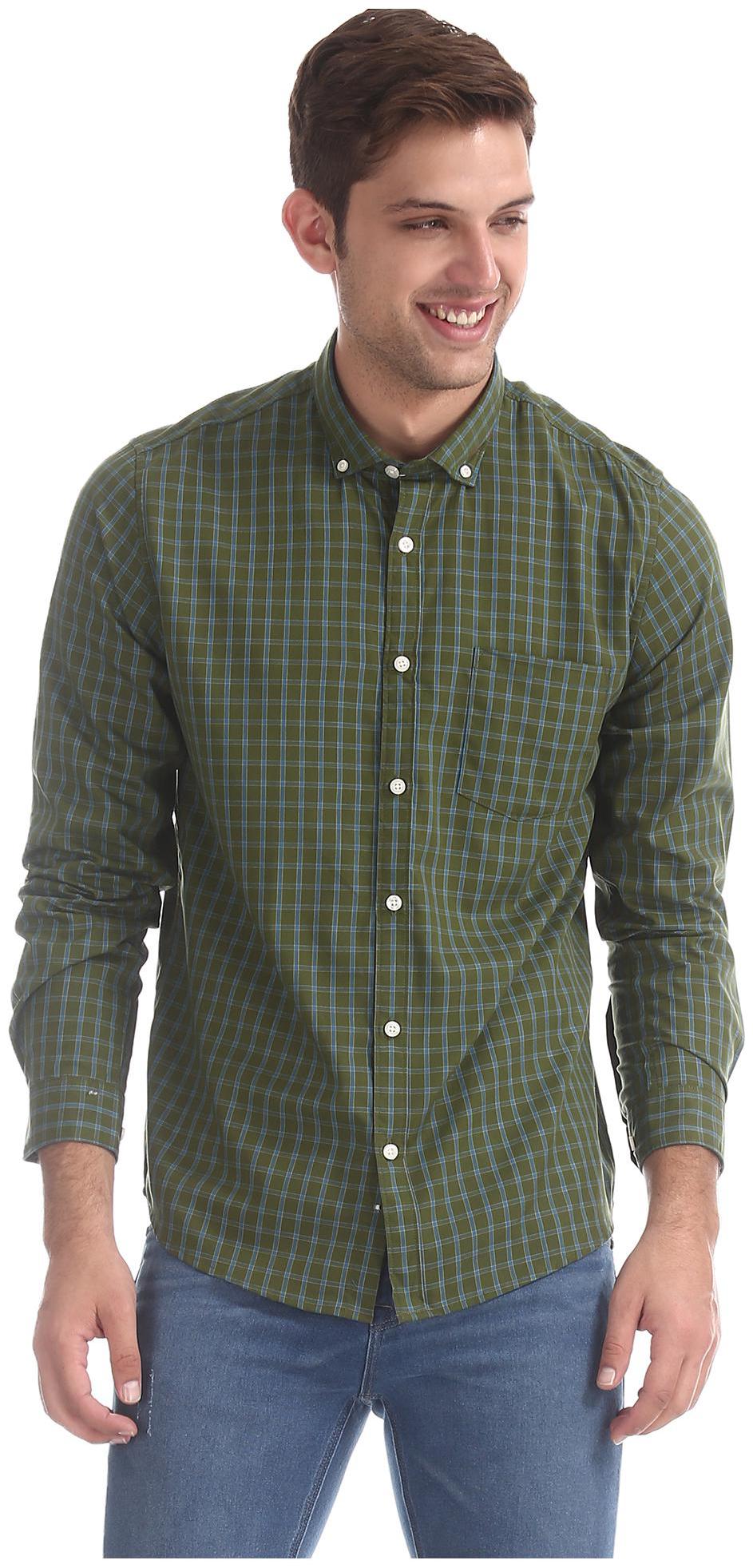 

RUGGERS Men Regular fit Formal Shirt - Green