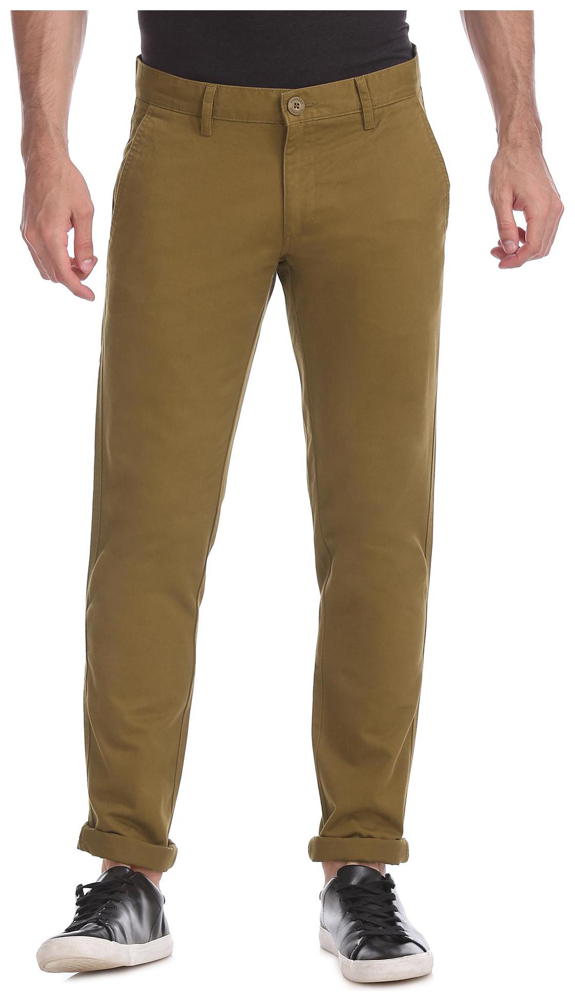 

RUGGERS Men Brown Solid Slim fit Regular trousers