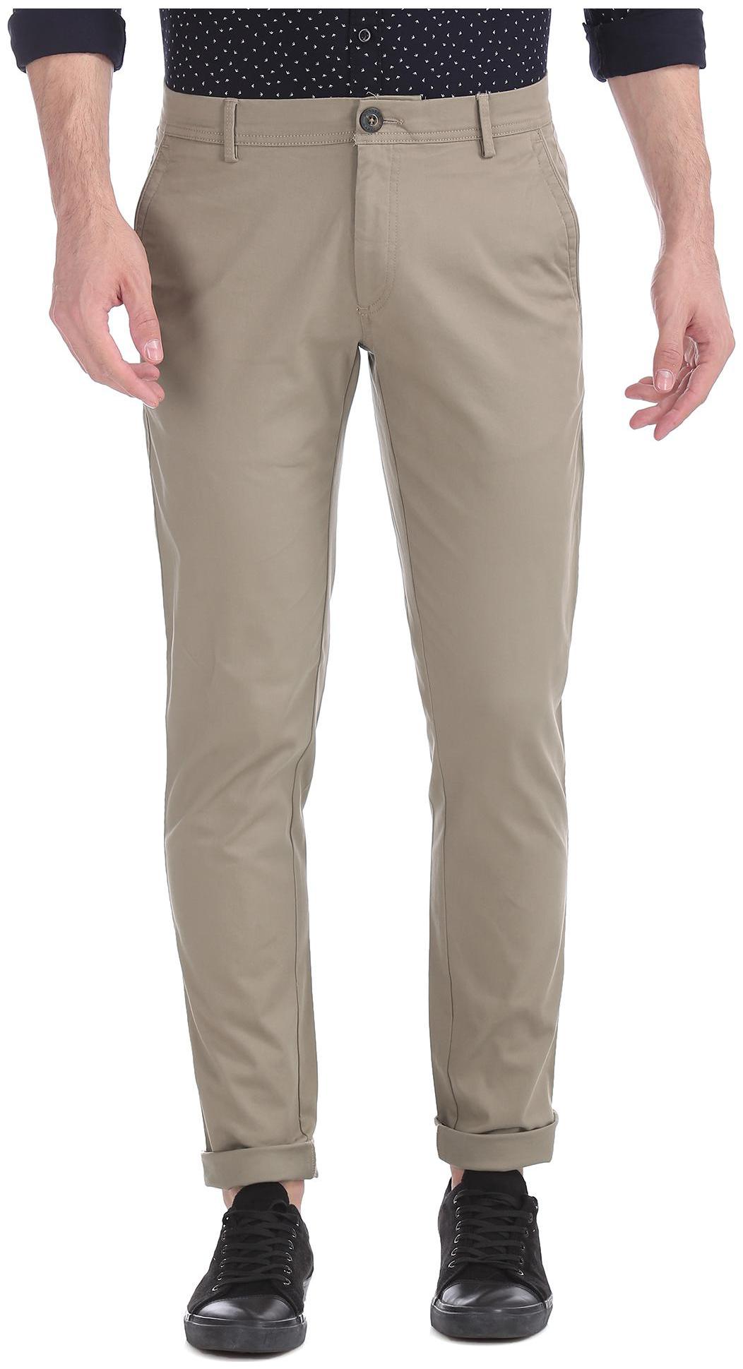 

RUGGERS Men Solid Slim Fit Formal Trouser - Beige