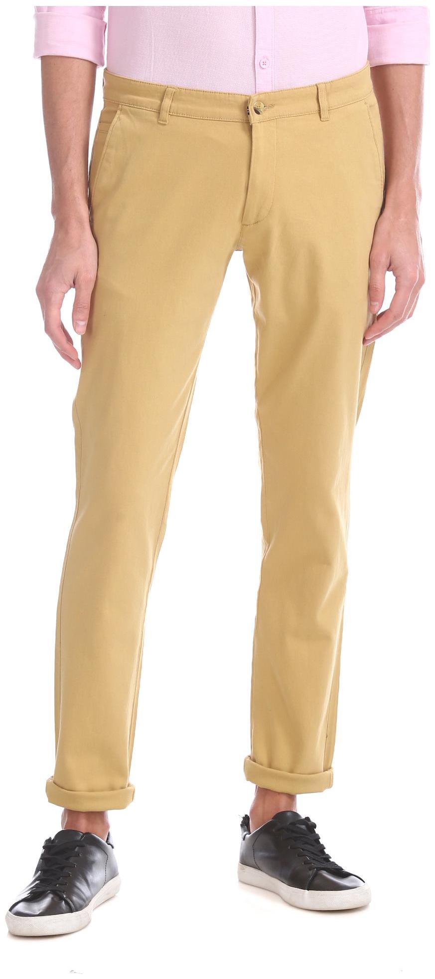 

RUGGERS Men Brown Solid Slim fit Regular trousers