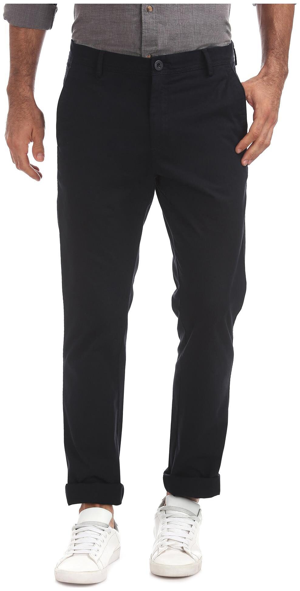 

RUGGERS Men Blue Solid Slim fit Regular trousers