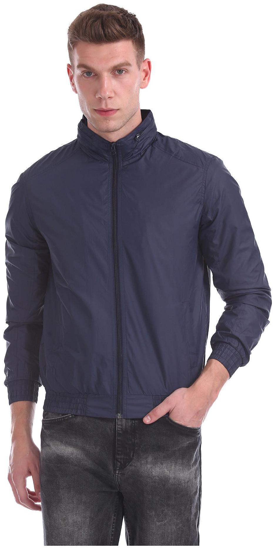 

RUGGERS Men Blue Solid Bomber jacket