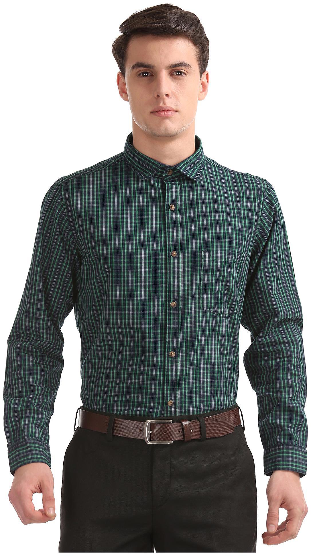 

RUGGERS Men Regular fit Formal Shirt - Green