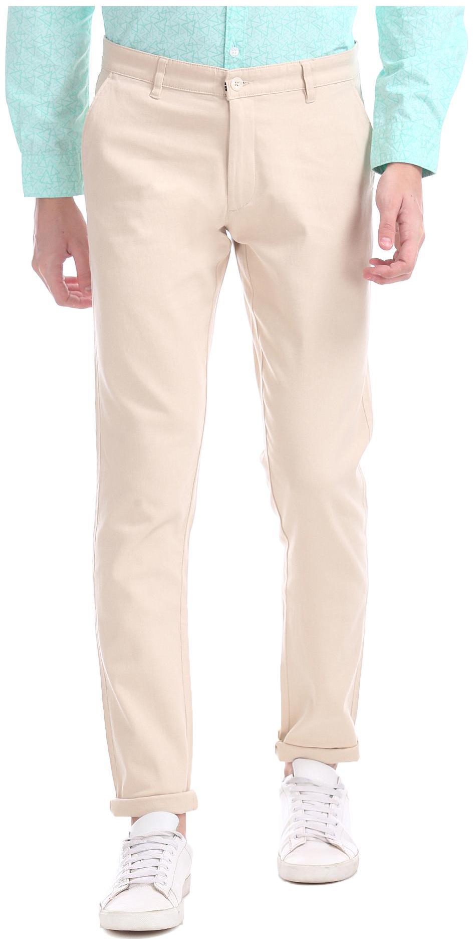

RUGGERS Men Beige Solid Slim fit Regular trousers